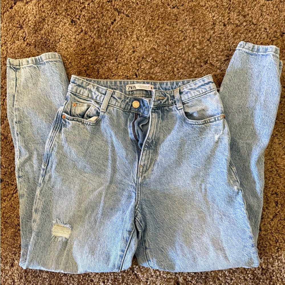 Zara Blue Boyfriend Jeans Casual Style